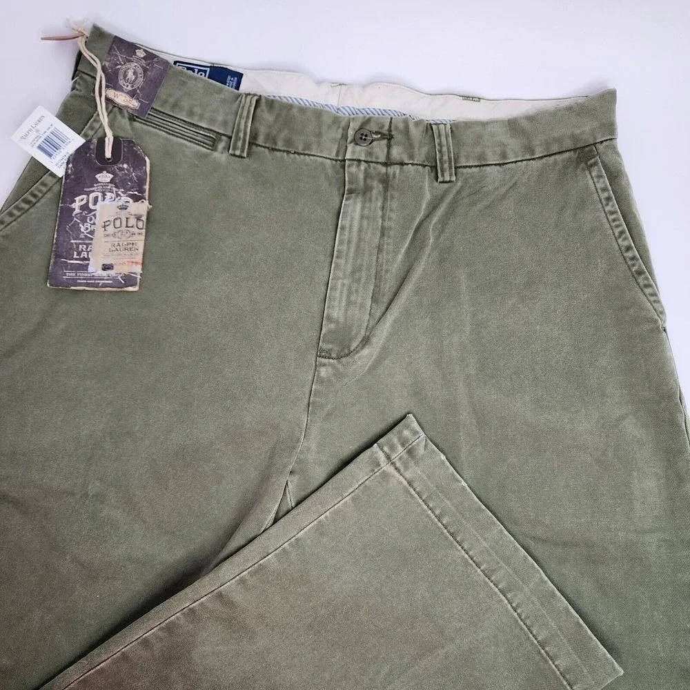 Polo Ralph Lauren Pants Size 38x30 Chino Straight Cotton Dark Sage Green‎ NWT